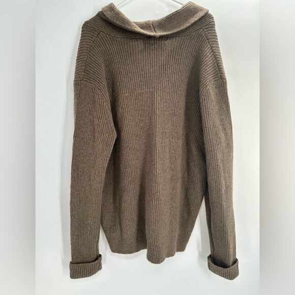 Line of Trade Cardigan Sweater Men's XL Shetland Wool Green/Brown Knit - Picture 6 of 9